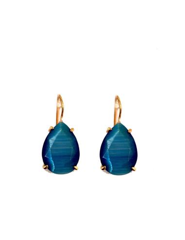 PENDIENTES DE BISUTERIA EN PIEDRA CON GANCHO COLOR AZUL