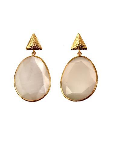 PENDIENTES DE PIEDRA COLOR BLANCO