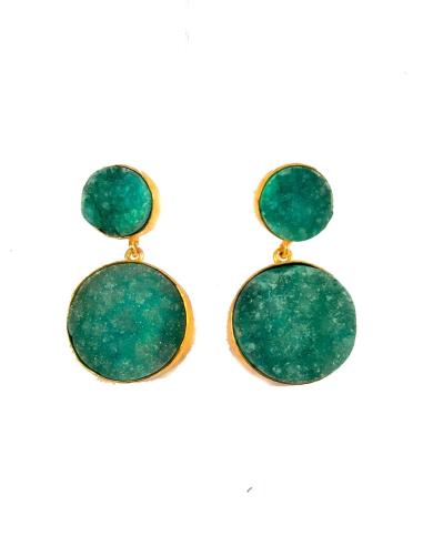 PENDIENTES  DE BISUTERIA EN PIEDRAS DRUSAS COLOR AZUL CIELO