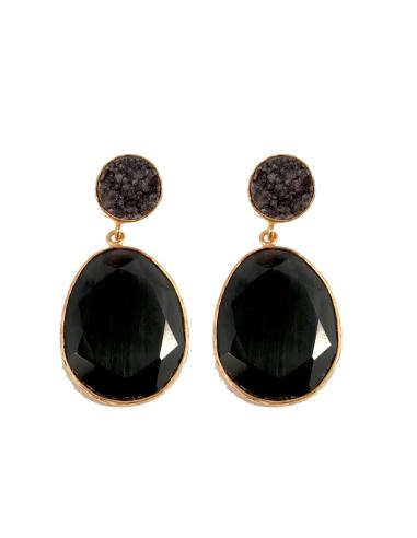 PENDIENTES DE PIEDRA NATURAL COLOR  NEGRO