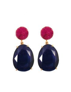 Imagen del producto PENDIENTES DE PIEDRA NATURAL COLOR  AZULON Y FUCSIA