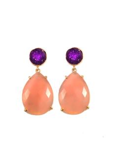 Imagen del producto PENDIENTES DE PIEDRA NATURAL ROSA PALO Y MORADO