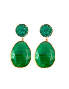 PENDIENTES DE PIEDRA NATURAL VERDE ESMERALDA