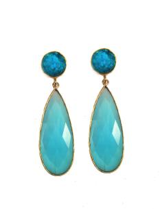 Imagen del producto PENDIENTES DE PIEDRA FORMA DE LAGRIMA COLOR AZUL CLARO 