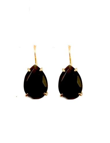 PENDIENTES DE BISUTERIA EN PIEDRA NATURAL CON GANCHO, COLOR NEGRO