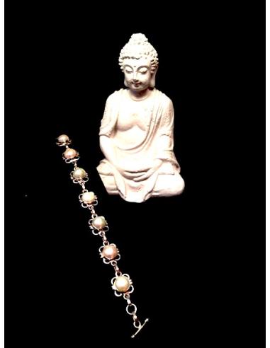 PULSERA PLATA CON PERLAS CABUJON INDI 17-00