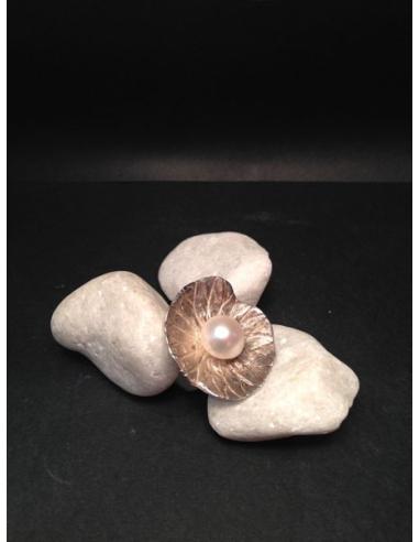 ANILLO PLATA HOJA PERLA
