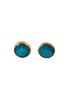 PENDIENTES DE PIEDRA NATURAL DE BOTON AZUL