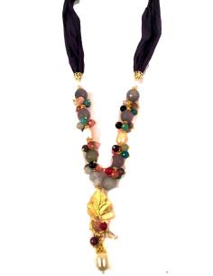 COLLARES DE PIEDRA NATURAL CON SEDA SALVAJE MORADA
