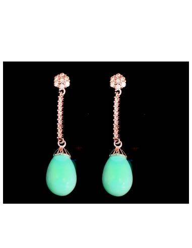 PENDIENTES DE NOVIA EN PLATA Y CIRCONITAS CON TURQUESA