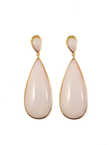 PENDIENTES DE PIEDRA COLOR BLANCO ROTO
