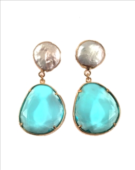 PENDIENTES DE MODA EN RESINA DE CRISTAL Y PERLA (+COLORES) 2
