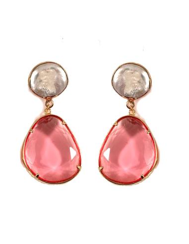 PENDIENTES DE MODA EN RESINA DE CRISTAL Y PERLA (+COLORES)