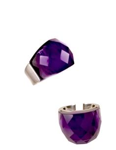 ANILLOS DE ACERO CON CRISTAL DE COLOR MORADO AMATISTA
