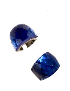 ANILLOS DE ACERO CON CRISTAL DE COLOR AZULON