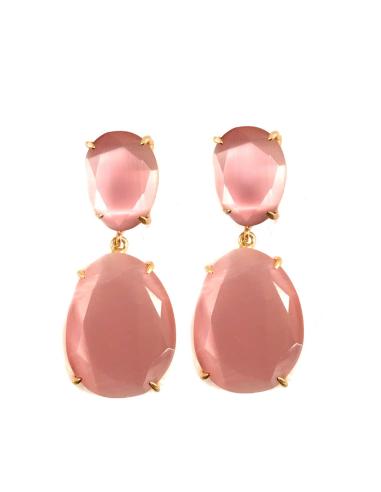PENDIENTES DE PIEDRA NATURAL ROSA PALO