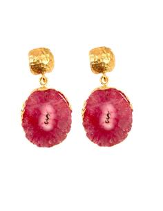 Imagen del producto PENDIENTE LARGO EN ROSA FUCSIA Y PIEDRA