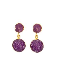 PENDIENTE MORADO EN PIEDRA DRUSA