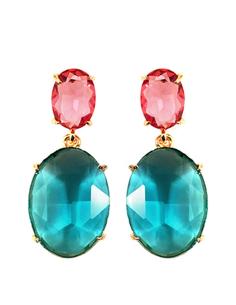 PENDIENTE DE BISUTERIA CRISTAL ROSA Y AZUL MAR
