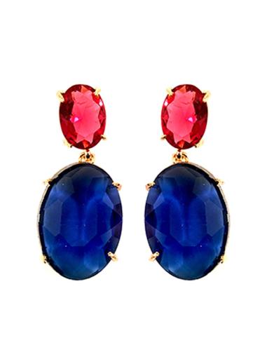 PENDIENTE DE BISUTERIA AZUL, ROSA Y DORADO