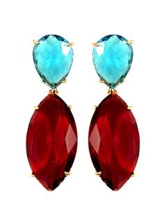 PENDIENTE DE BISUTERIA CRISTAL AZUL Y ROJO