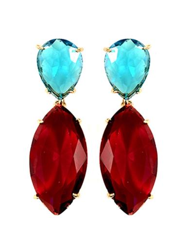 PENDIENTE DE BISUTERIA CRISTAL AZUL Y ROJO
