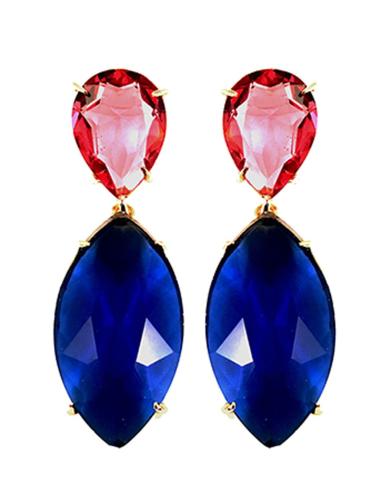 PENDIENTE DE BISUTERIA CRISTAL ROSA Y AZULON