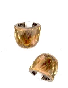 ANILLOS DE ACERO CON CRISTAL DE COLOR DORADO-TOSTA