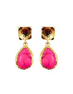 PENDIENTE DE BISUTERIA PIEDRA ROSA