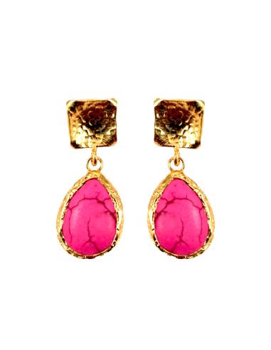 PENDIENTE DE BISUTERIA PIEDRA ROSA