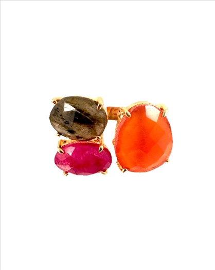 ANILLO DE BISUTERIA PIEDRA MUTLICOLOR