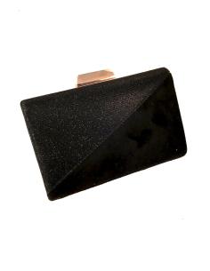 CLUTCH EN NEGRO, MITAD ANTELINA Y MITAD BRILLO