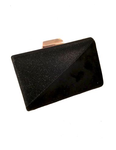 CLUTCH EN NEGRO, MITAD ANTELINA Y MITAD BRILLO