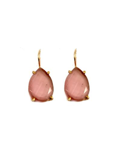 PENDIENTES DE BISUTERIA EN PIEDRA CON GANCHO COLOR ROSA CLARITO, NUDE