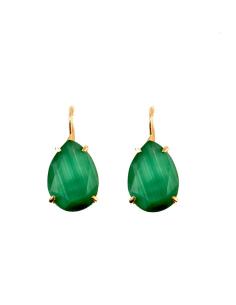 PENDIENTES DE BISUTERIA EN PIEDRA NATURAL CON GANCHO, COLOR VERDE ESMERALDA