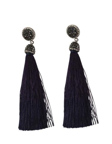 PENDIENTES MODA POMPON AZUL MARINO