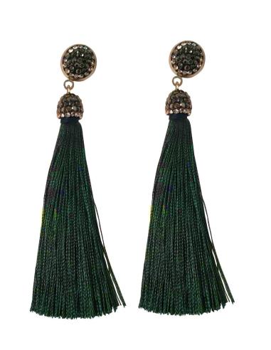 PENDIENTES MODA POMPON VERDE BOTELLA