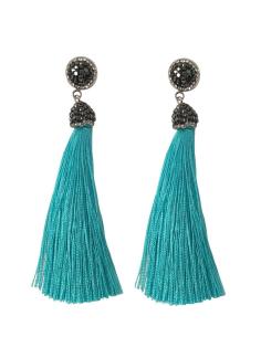 PENDIENTES MODA POMPON AZUL TURQUESA