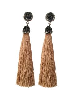 PENDIENTES MODA POMPON CAMEL