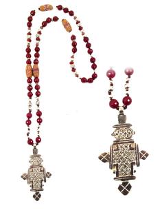 COLLARES PIEDRAS ETNICOS  CON CRUCES TUAREG