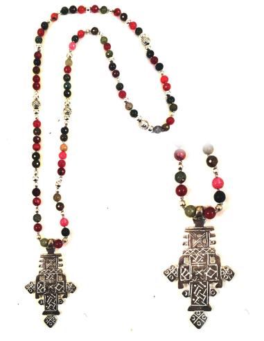 COLLARES PIEDRAS, COLLARES  ETNICOS  CON CRUCES TUAREG