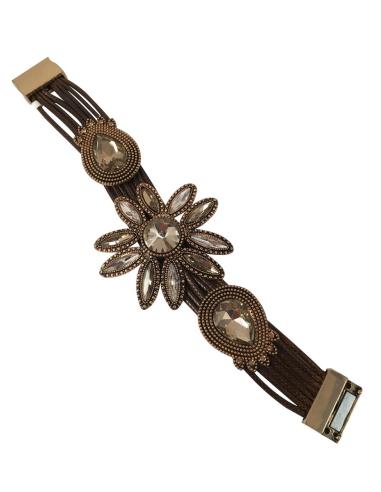 PULSERAS ORIGINALES FLOR DORADA Y MARRON