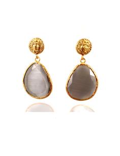 Imagen del producto PENDIENTES ELEGANTES DE PIEDRAS SEMIPRECIOSAS, COLOR GRIS PLATA