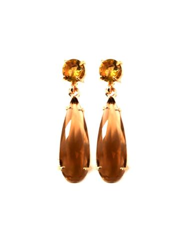LARGOS PENDIENTES DE VESTIR AMARILLOS Y MARRON