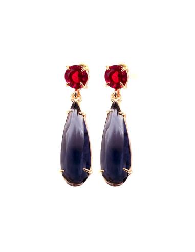 LARGOS PENDIENTES DE VESTIR ROJO CEREZA Y AZUL