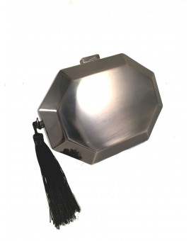 BOLSOS DE FIESTA PLATA VIEJO CON BORLA NEGRA