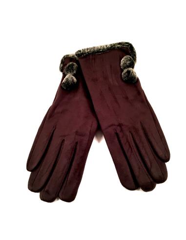 GUANTES  DE ANTE NEGROS CON ADORNOS CONEJO