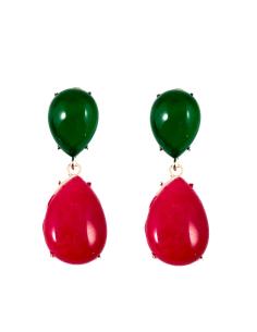 PENDIENTES VERDES Y FUCSIAS DE BISTUTERIA