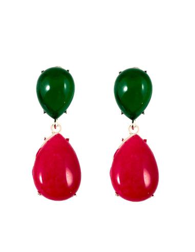 PENDIENTES VERDES Y FUCSIAS DE BISTUTERIA