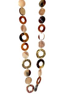 COLLAR LARGOS DE CAREY SINTETICO EN DORADOS Y MARRONES